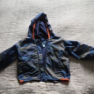 GAP Kids Blue Camouflage Raincoat with Orange Trim